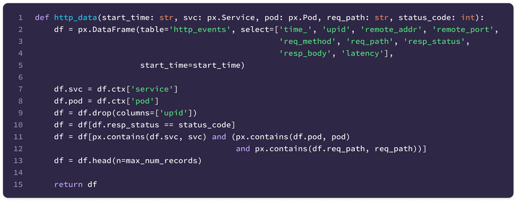 The source code of the http_data_filtered pxl script.